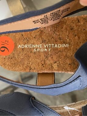 Adrienne Vittadini Sport Denim-Blue Cork Wedge Slingbacks